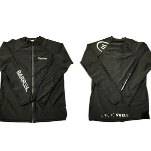 BARREL Black Full-Zip Rash Guard Long sleeve Swim Shirt Korean Sport wear SZ XL